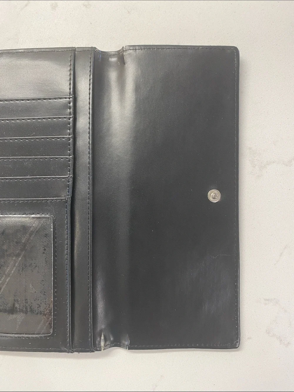 Chanel Cambon Line Long Wallet Black White Diamond Used Women Classic RARE ✨